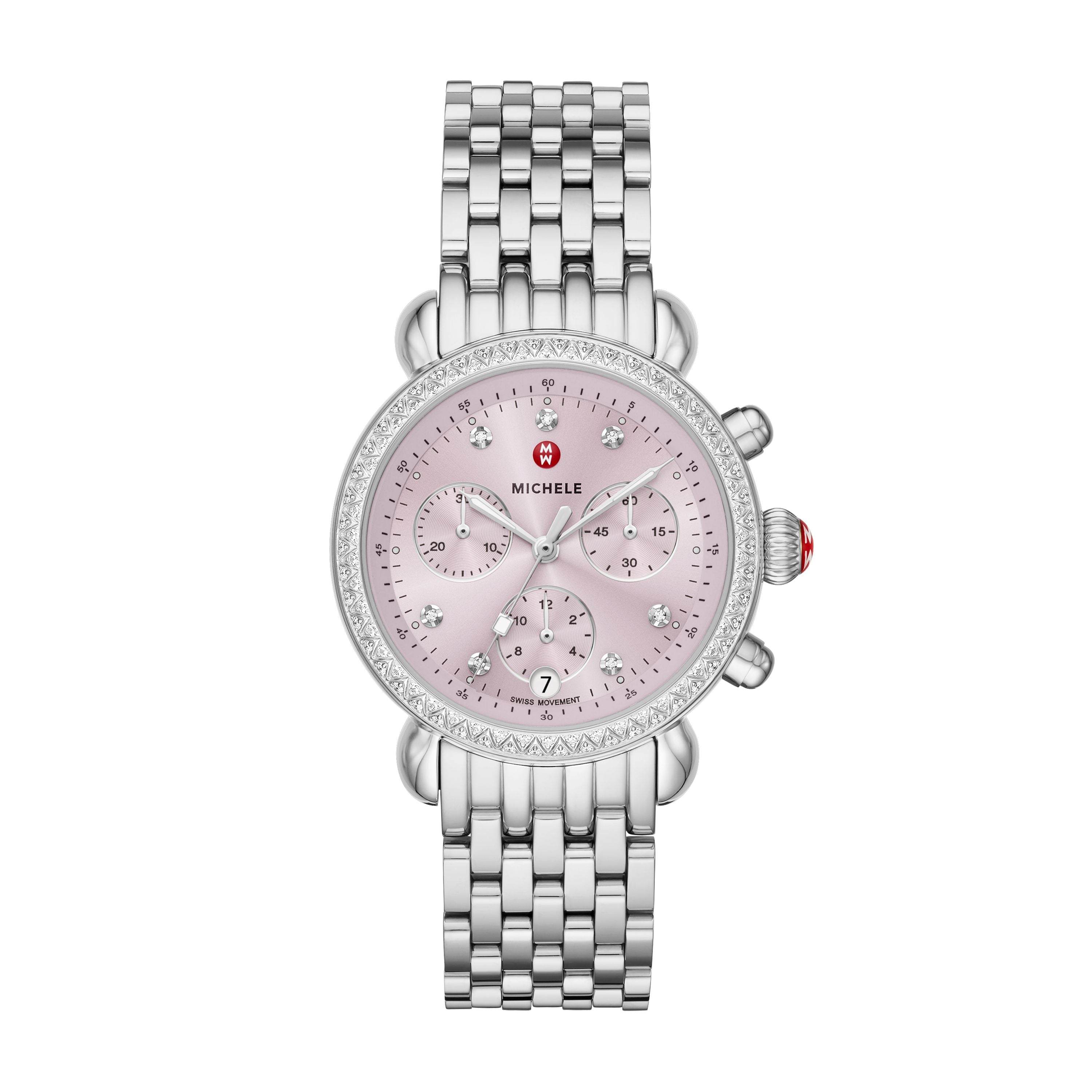 

MICHELE женские часы CSX Swiss Chronograph, нержавеющая сталь, серебряный