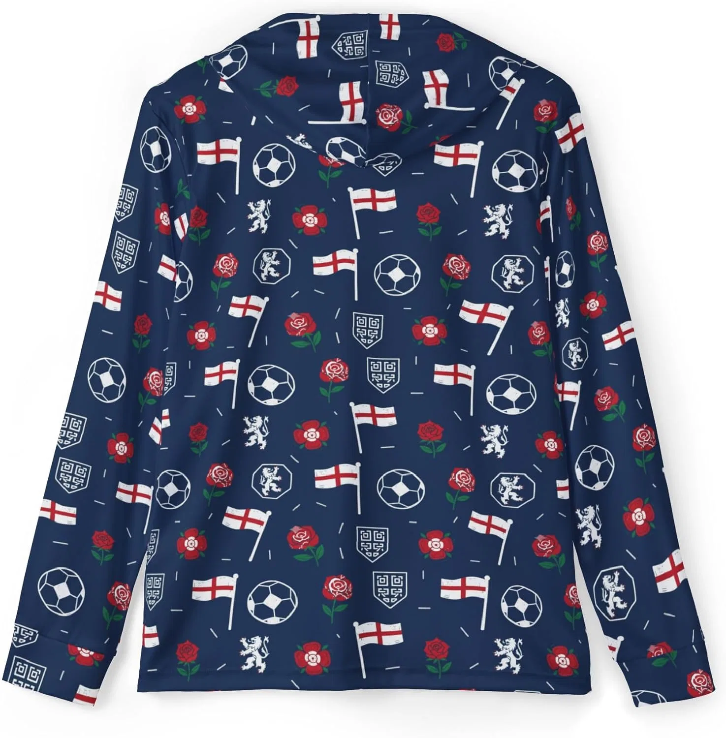 Мужская тренировочная толстовка England Fan of Soccer Sun Hoodie с защитой от ультрафиолета UPF 50+ — фото 3