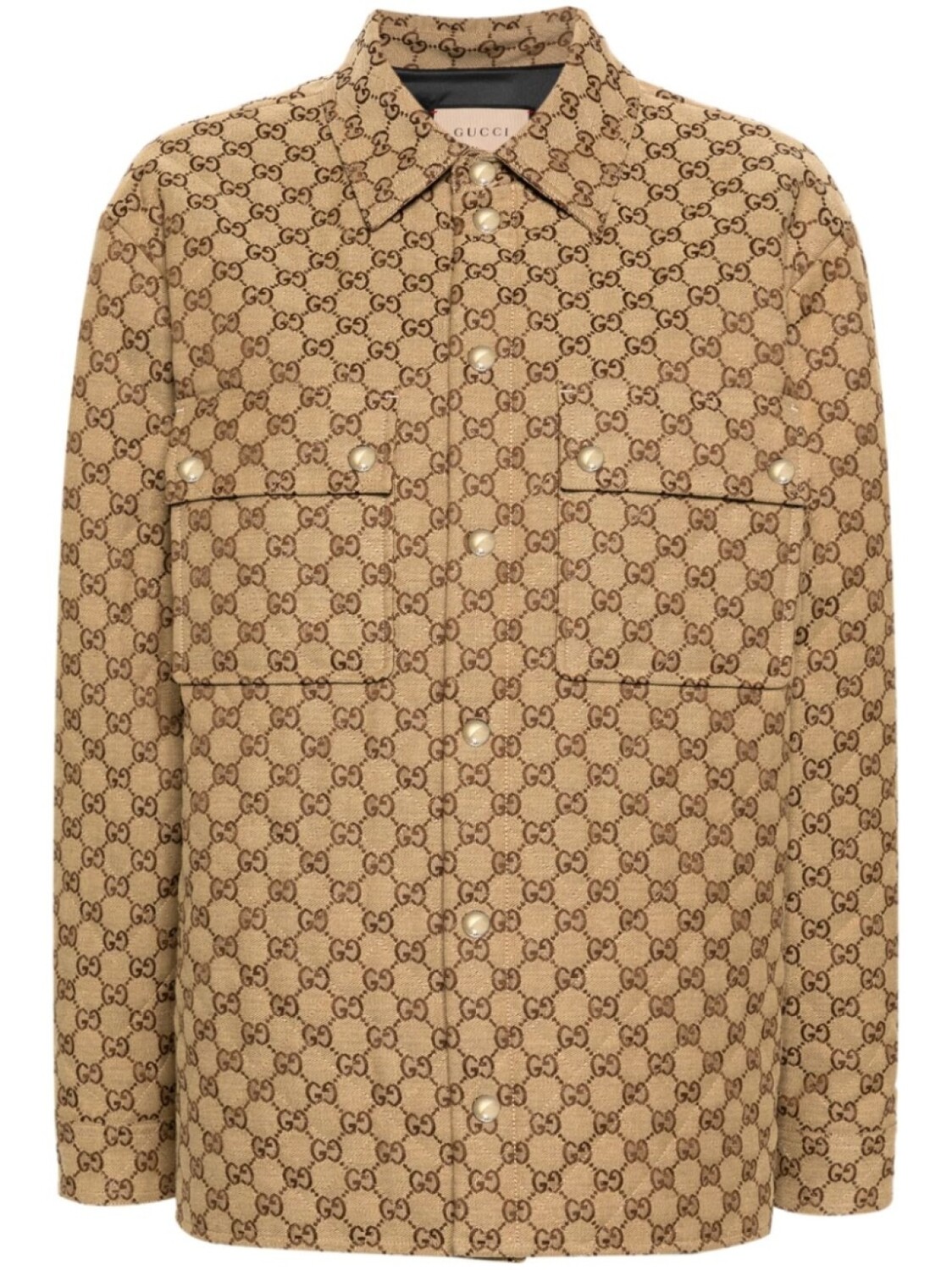 

Gucci куртка-рубашка из канваса с логотипом GG, коричневый