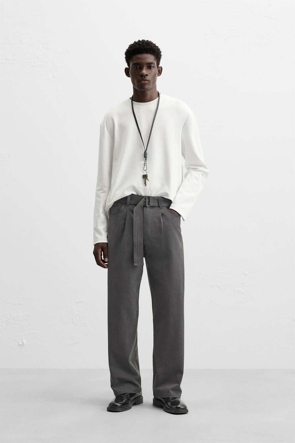

Футболка с длинным рукавом из интерлока ZARA, белый
