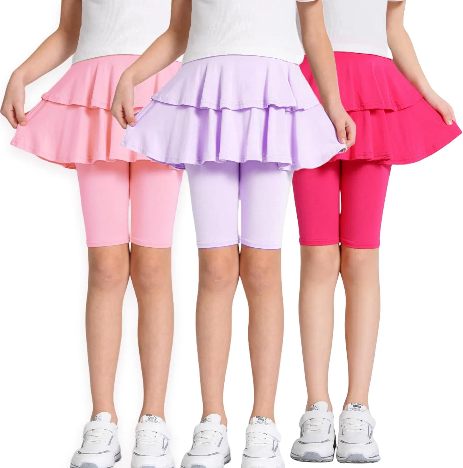 Леггинсы с юбкой для девочек, Deuerr, Black/Pink/Purple — фото 2