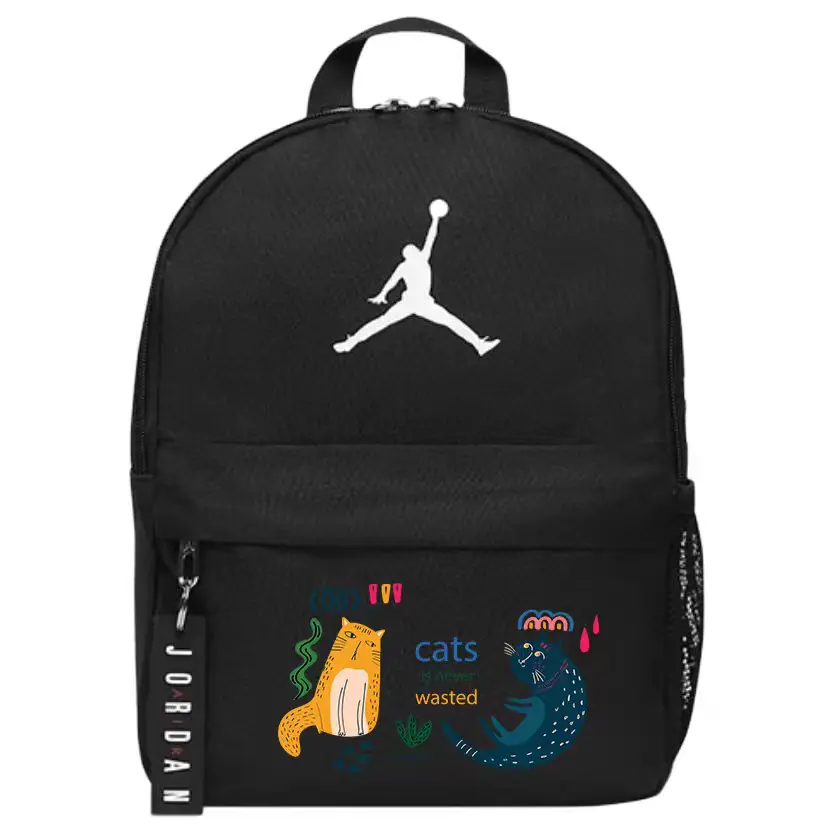 

Jordan Полиэстеровый рюкзак обычный унисекс черный, Cartoon Cat