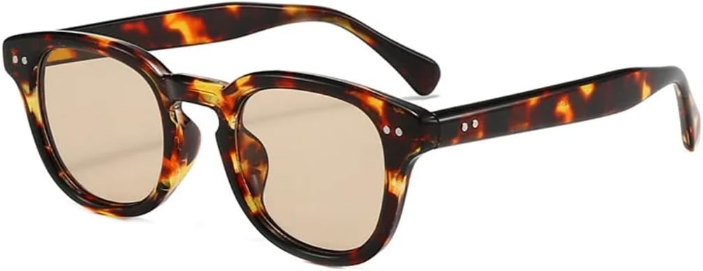 

Популярные модные солнцезащитные очки конфетных цветов для женщин, винтажные очки с заклепками для мужчин, очки с защитой от УФ-излучения UV400 UUPTTPL, Leopard Light Tea