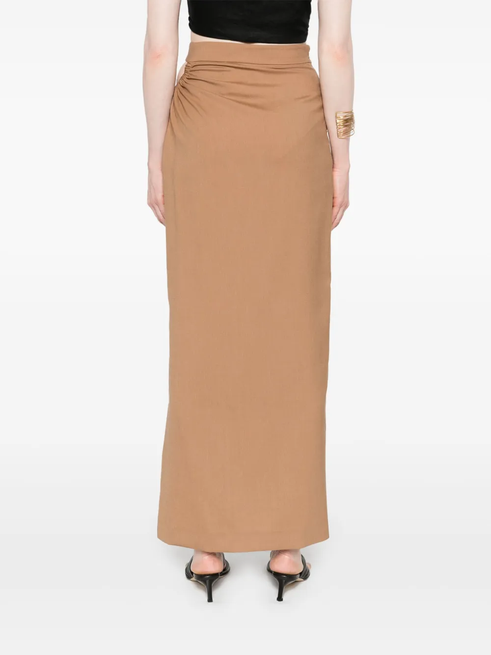 Юбка из вирджинской шерсти MAX MARA, коричневый — фото 4