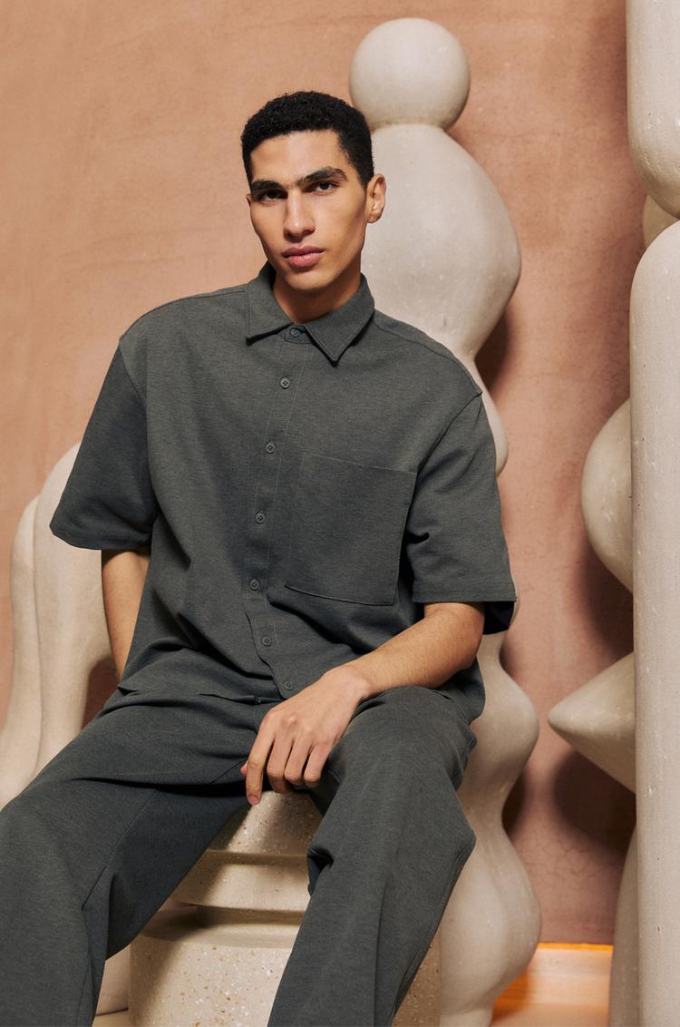 

Рубашка с коротким рукавом Pull And Bear, хаки