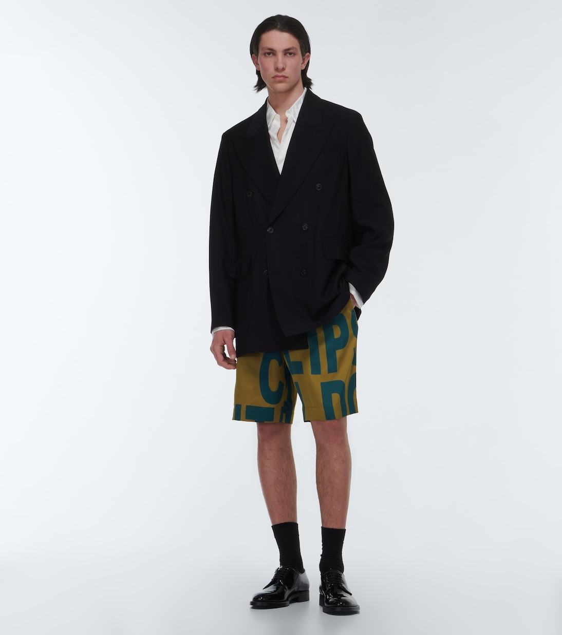 Трикотажные шорты со средней посадкой и принтом Dries Van Noten, Kaki — фото 2