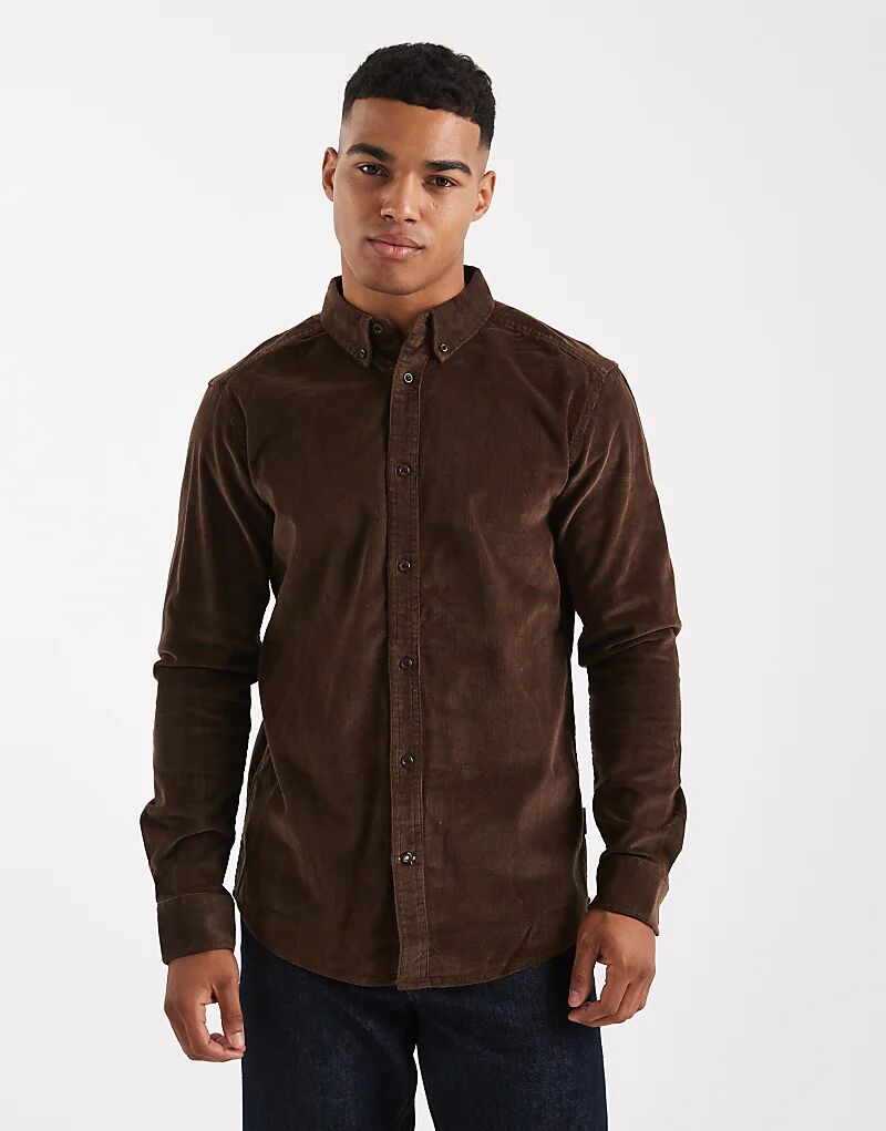 

Вельветовая рубашка ONLY & SONS коричневого цвета