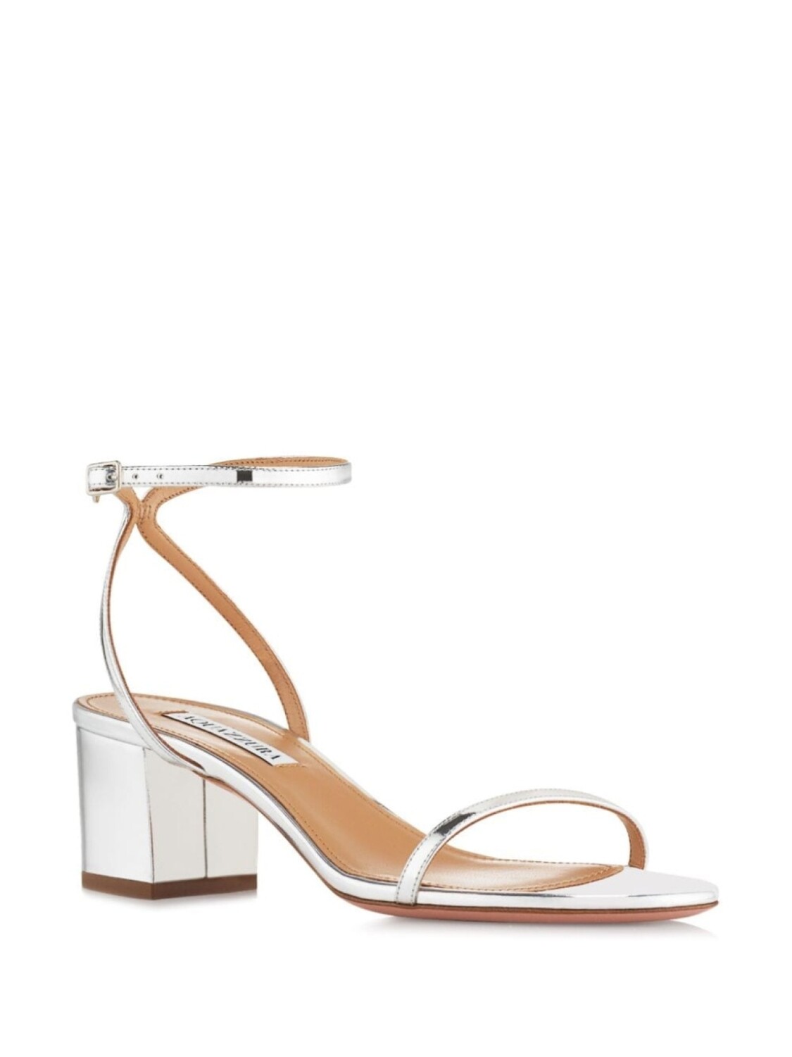 Aquazzura сандалии Olie 50 мм из металлизированной кожи, серебристый — фото 2