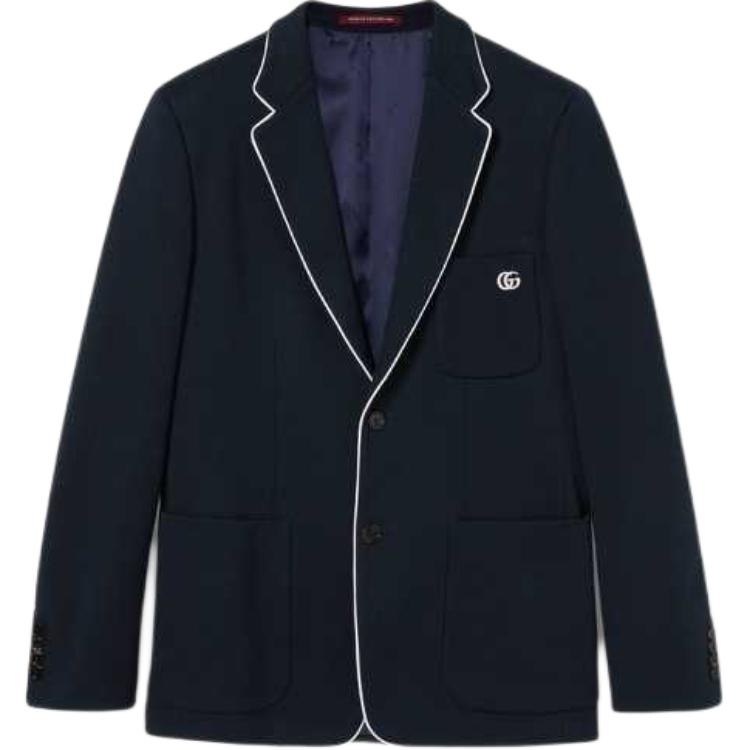 

GUCCI Хлопковая джерсейка куртка с вышивкой, Dark Blue