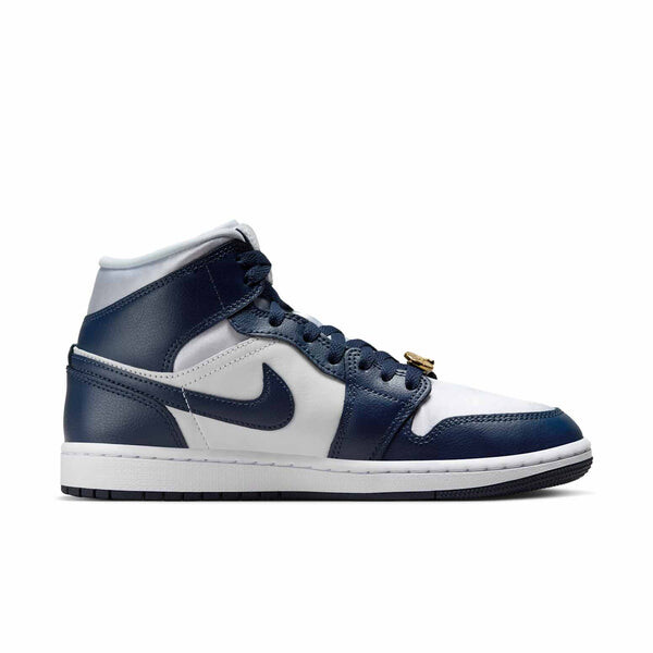 Кроссовки 1 mid se 'football grey white midnight navy' Air Jordan, серый — фото 2