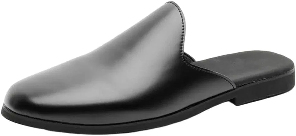 Лоферы мужские кожаные лаковые Half Shoes Luxury Business Mules, черный