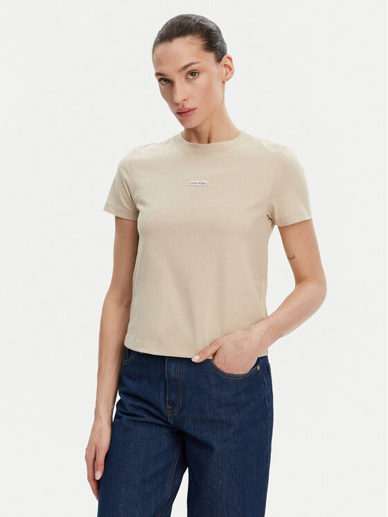 

Облегающая футболка Placed Institutional J20J225524 Calvin Klein Jeans, бежевый