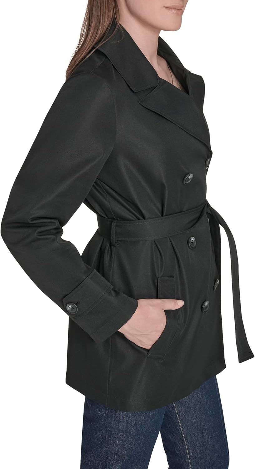 Женский двубортный повседневный тренчкот с поясом от Tommy Hilfiger, Black — фото 3