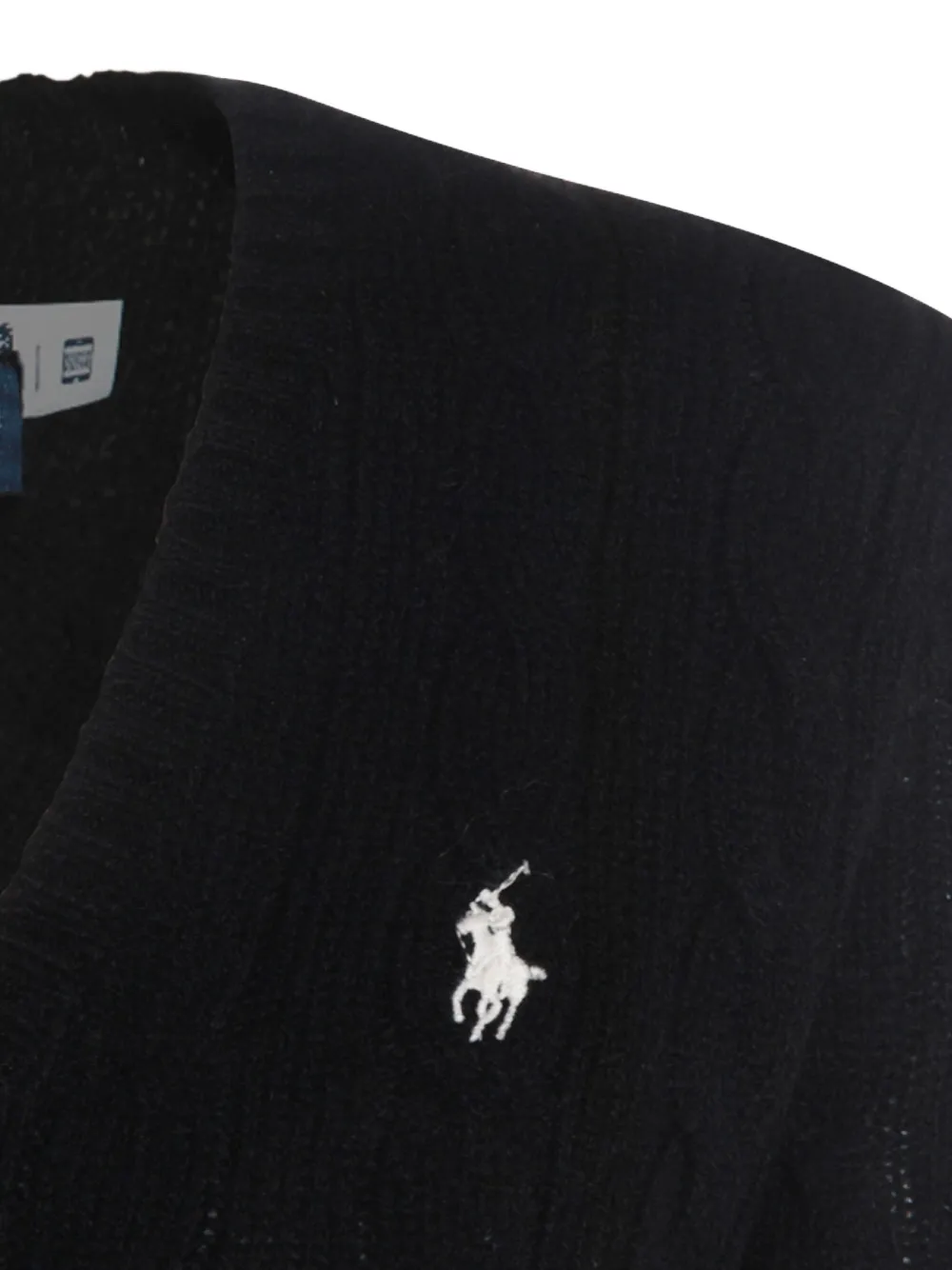 Свитер косой вязки с V-образным вырезом POLO RALPH LAUREN, черный — фото 3