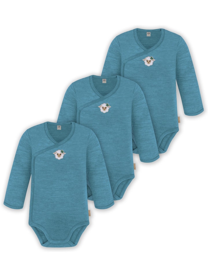 

Normani Outdoor Sports Набор из 3 детских бодиков из шерсти мериноса, синего цвета