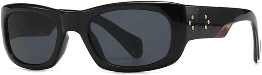 

Солнцезащитные очки в стиле панк с прямоугольными заклепками для мужчин, винтажные женские солнцезащитные очки с защитой от УФ-излучения UV400 TVTBBVV, Black Leopard Grey