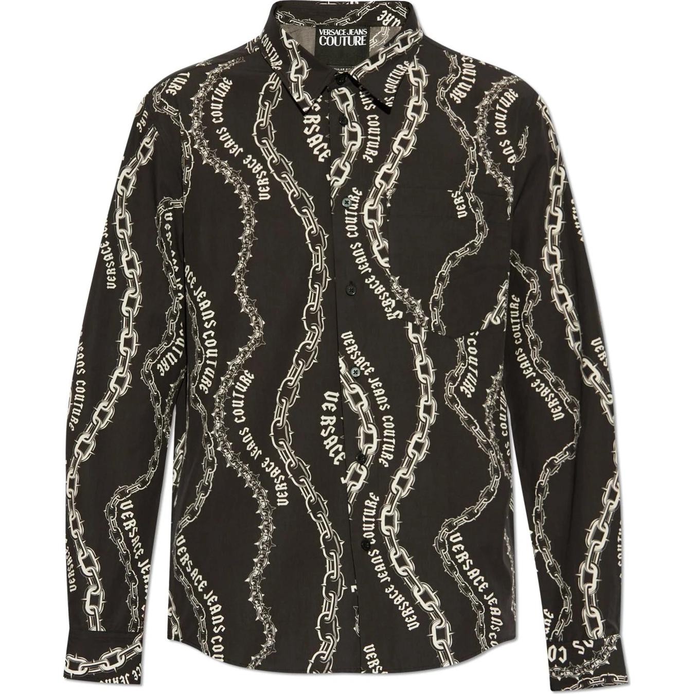 

Цепная кутюр принтованная рубашка с пуговицами VERSACE JEANS COUTURE, черный
