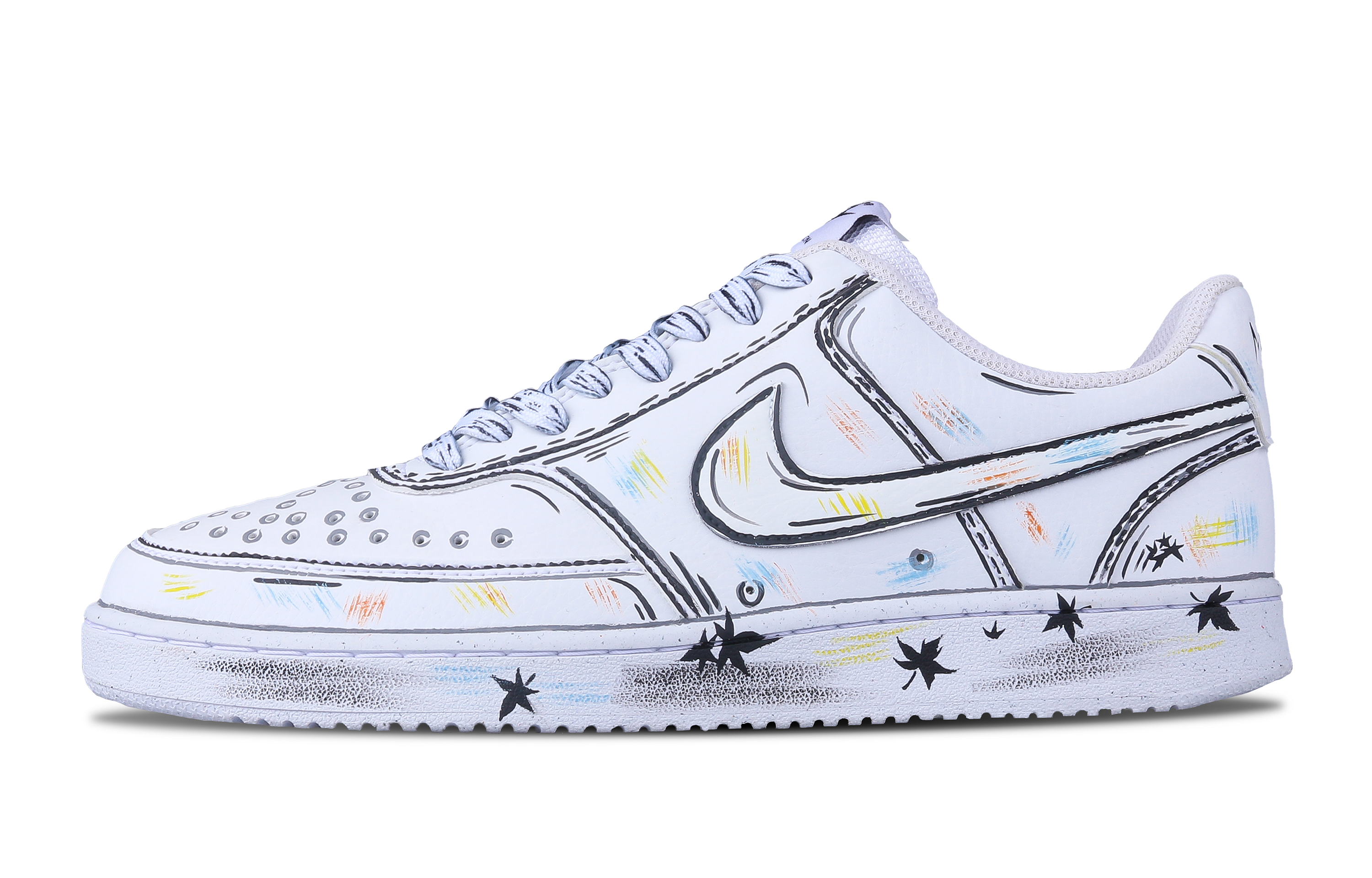 

Nike Кроссовки для скейтборда Court Vision 1 Imaginary Space с противоскользящим износостойким низким верхом, мужские, черно-белые