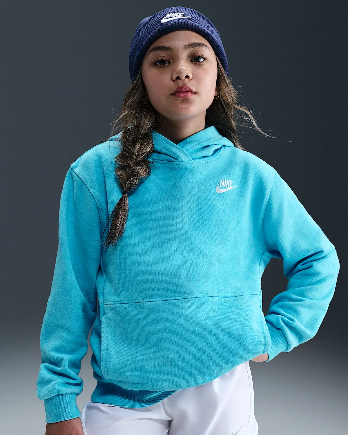 Детская толстовка Nike Sportswear, Baltic Blue/White — фото 2
