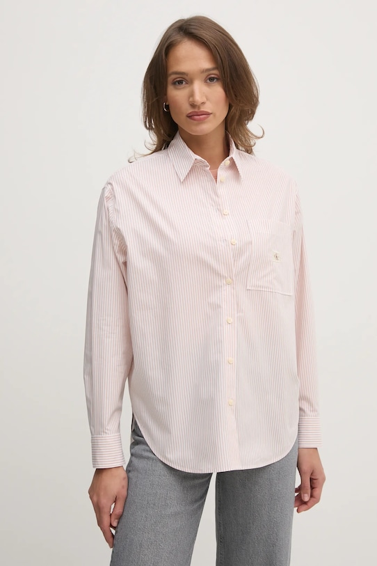 

Хлопковая рубашка Calvin Klein Jeans, розовый