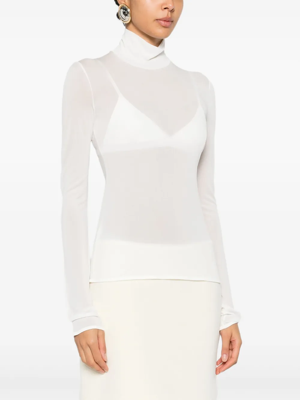 Топ с высоким воротником и длинными рукавами Jil Sander, белый — фото 3