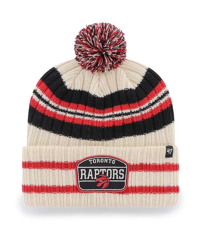 

Мужская кремовая вязаная шапка с манжетами и помпоном Toronto Raptors Hone Patch '47 Brand, слоновая кость/кремовый