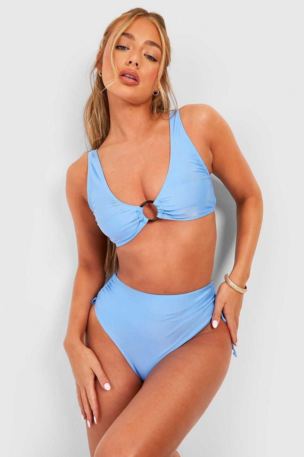 

Комплект бикини со сборками и уплотнительными кольцами Boohoo, синий