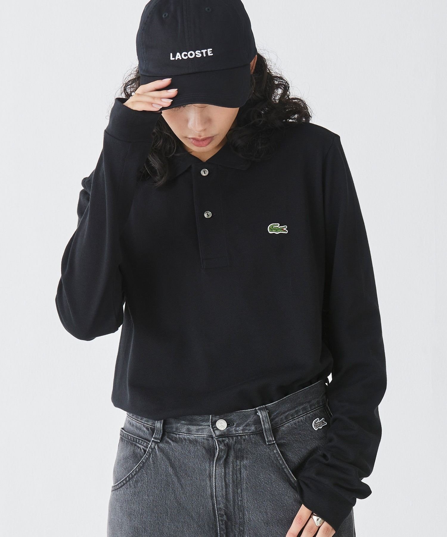 Рубашка-поло с длинным рукавом оригинального кроя LACOSTE, Black — фото 2