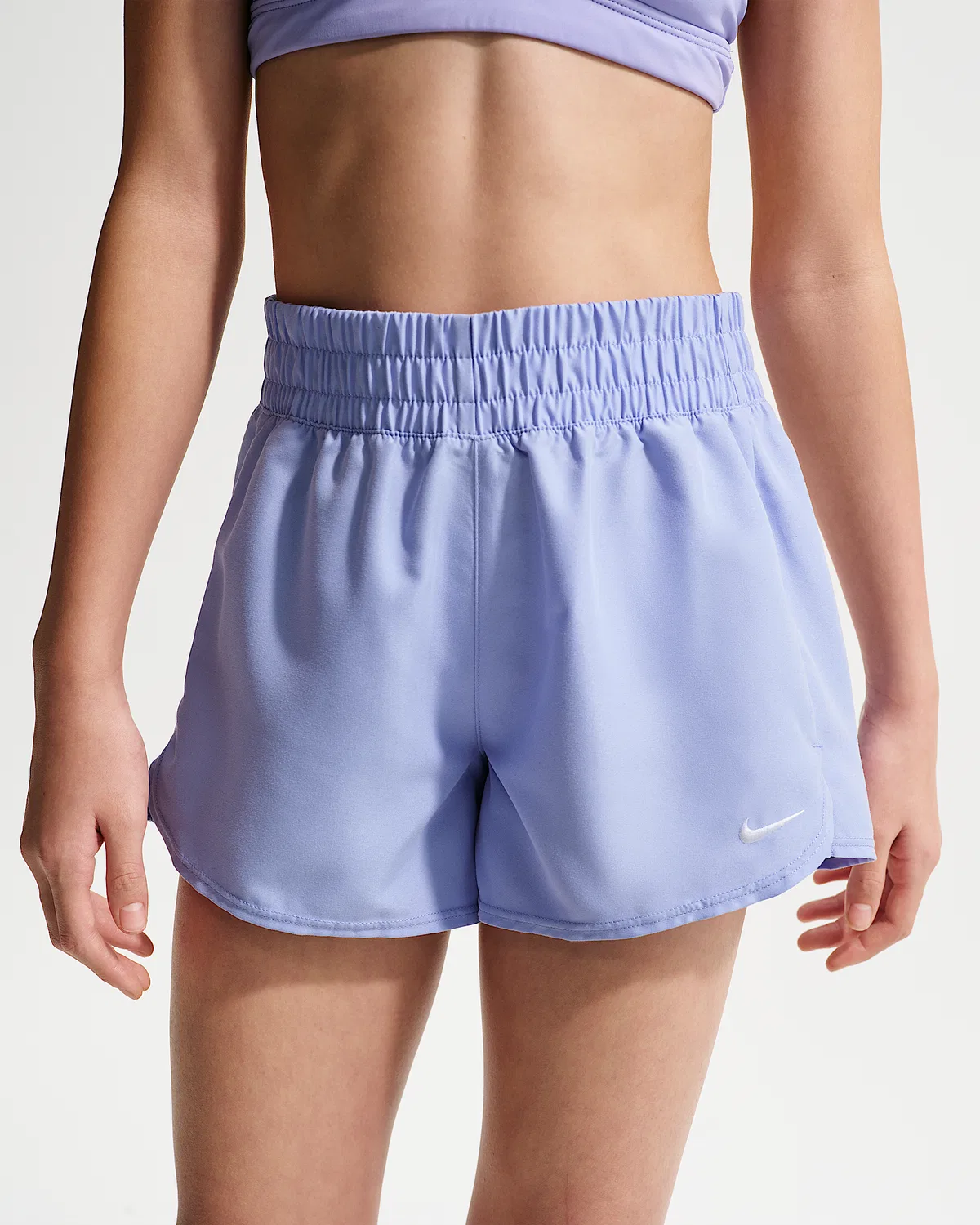 Детские (девочки) плавательные шорты Nike Swim Breaker 3", Light Thistle/White — фото 2