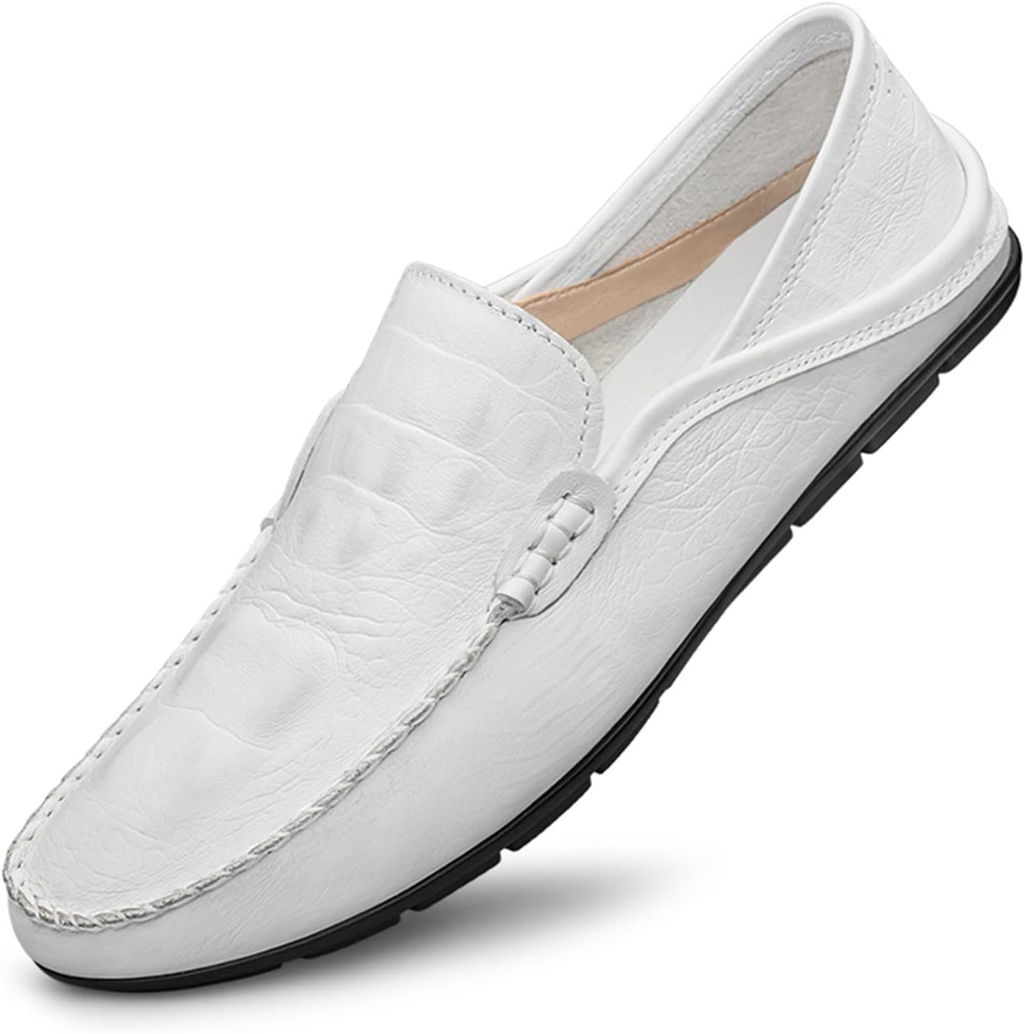 

Мужские премиальные повседневные лоферы из натуральной кожи, дышащие, мягкие и удобные, модные тапочки для мужчин Abborora, белый