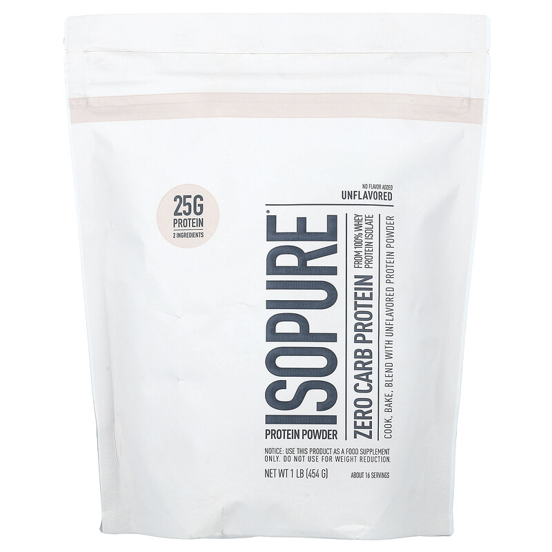 

Isopure, протеиновый порошок без углеводов, без добавок, 454 г (1 фунт)