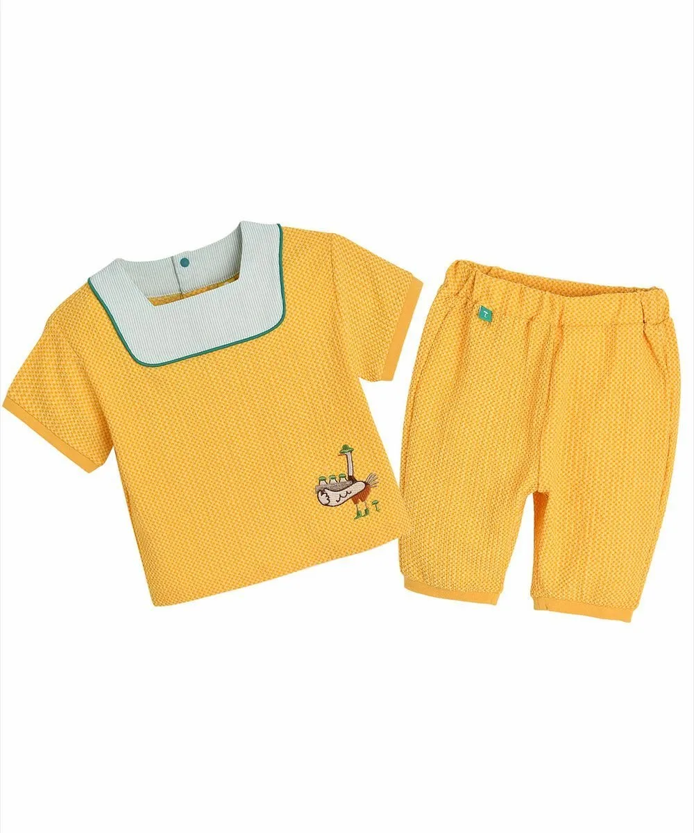 Комплект из топа и брюк в клетку с животным рисунком Moimoln, Yellow