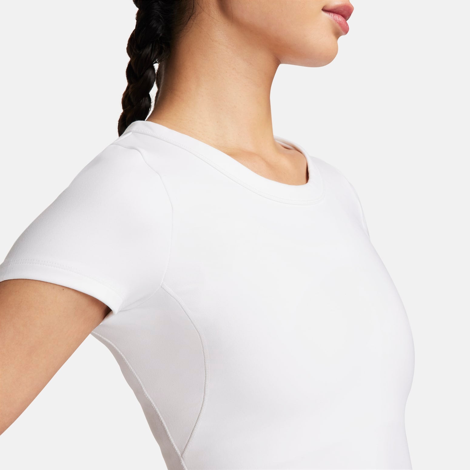 Футболка (WMNS) Nike One Fitted Dri-FIT Cropped T-Shirt Asia Sizing 'White' — фото 3