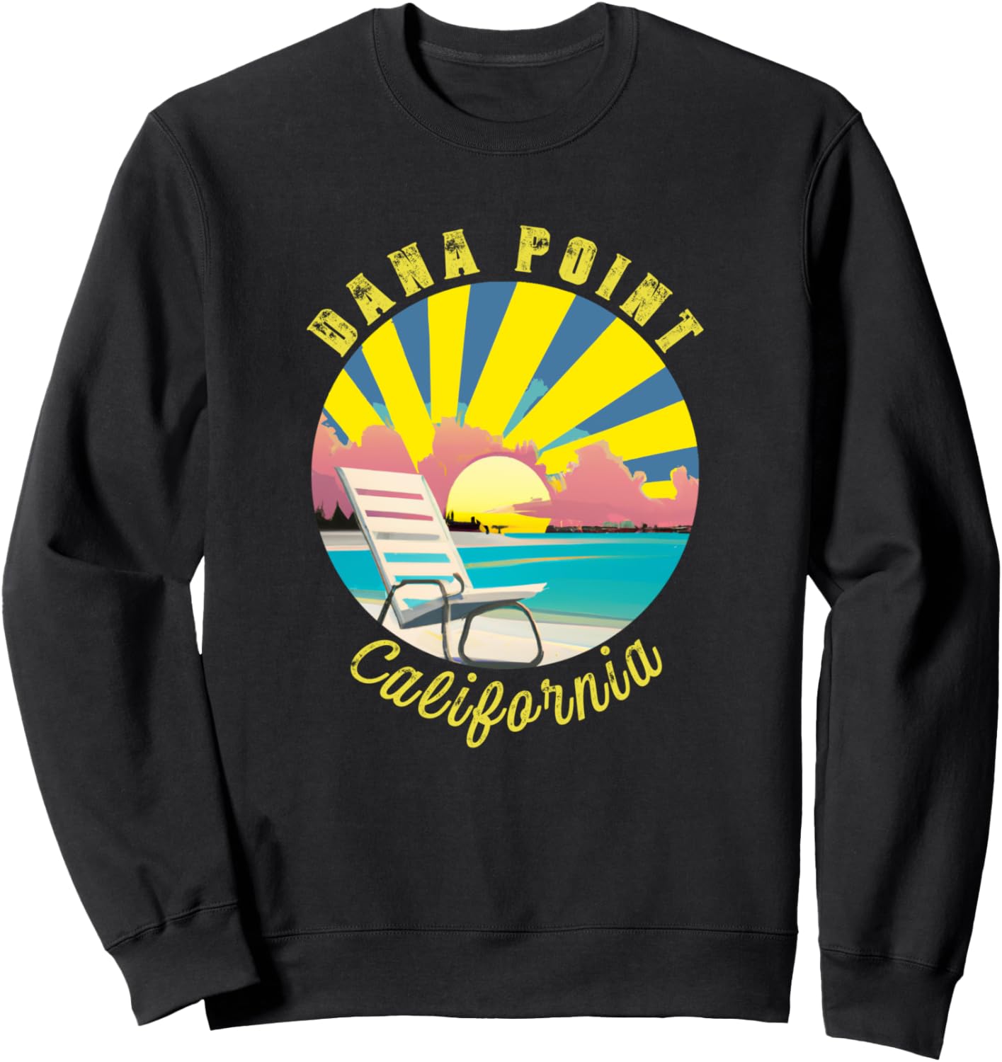

Толстовка с ретро-принтом «Закат в Дана-Пойнт и пляжный отдых» Dana Point Retro Souvenir Apparel, черный