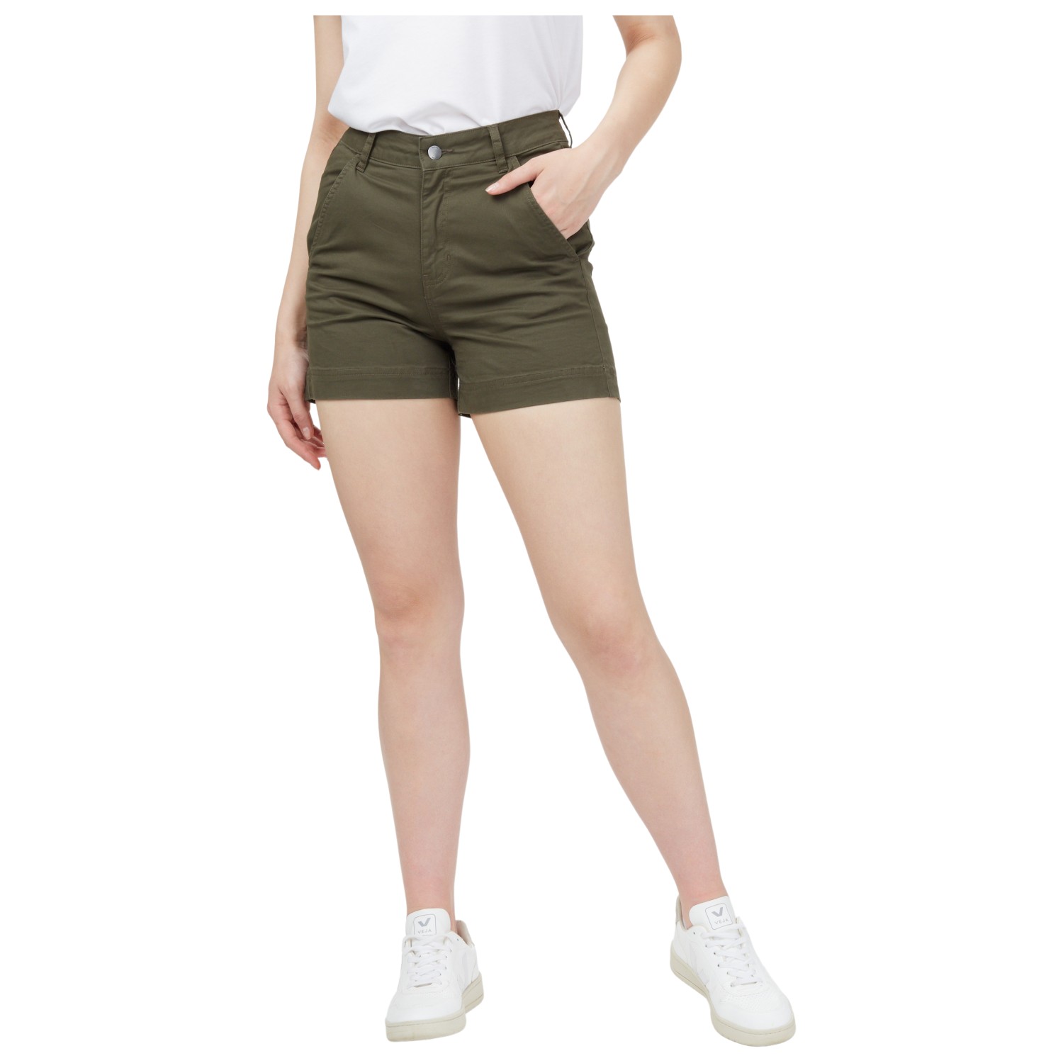 

Шорты Tentree Women's Twill High Waist Short, цвет Olive Night Green