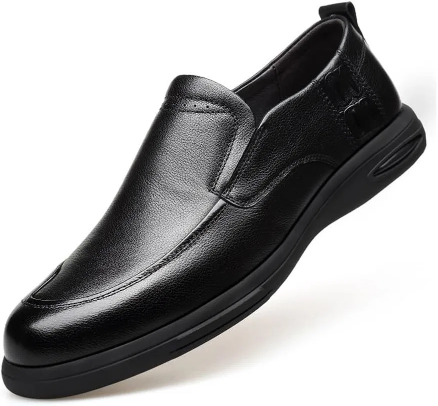 BWBVHRHZY Туфли Lässige Herren-Lederschuhe, Schwarze Slip-on-Low-Top-Mode-Lederschuhe(41 EU)