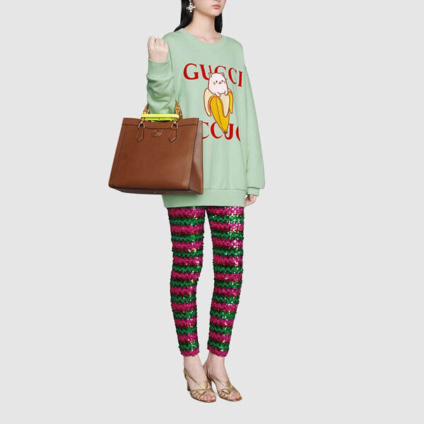 Толстовка x bananya crossover ss21 kitten round neck cartoon long sleeves green Gucci, зеленый — фото 2