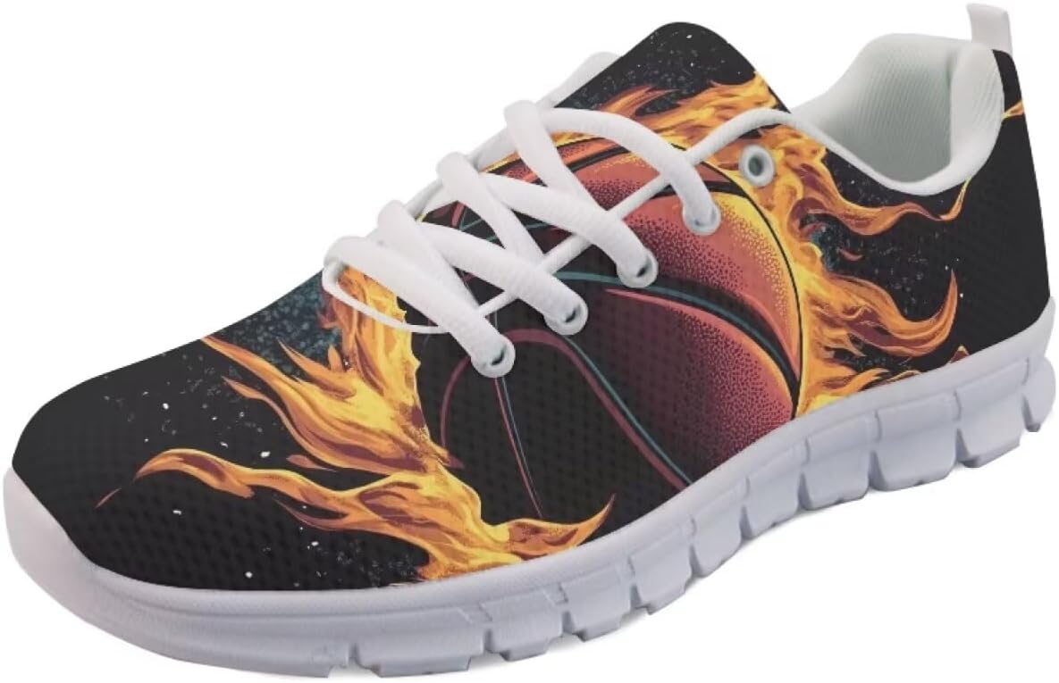 

Мужские кроссовки Forchrinse для бега, прогулочные, на шнуровке, повседневные, с нескользящей сетчатой подошвой для мужчин и женщин, Basketball Flames