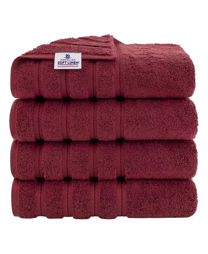 

Роскошный набор из 4 банных полотенец Edison из 100% турецкого хлопка American Soft Linen, красный
