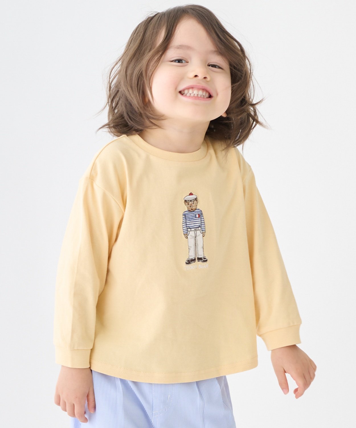 Вышитая футболка с длинными рукавами Petit main, Cream