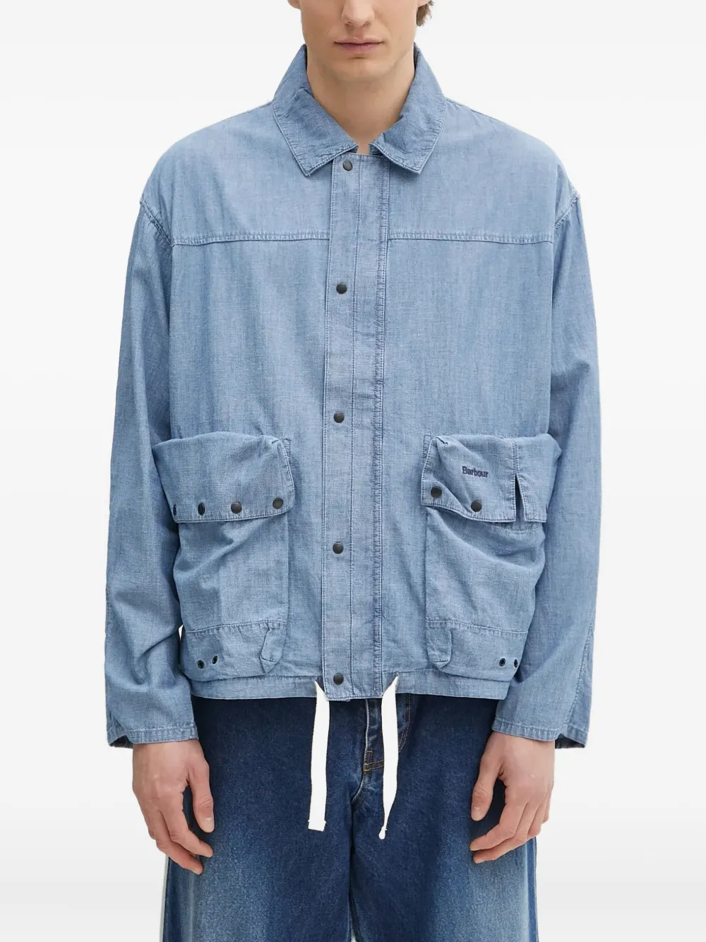 

Куртка-рубашка из смесового хлопка Barbour, синий