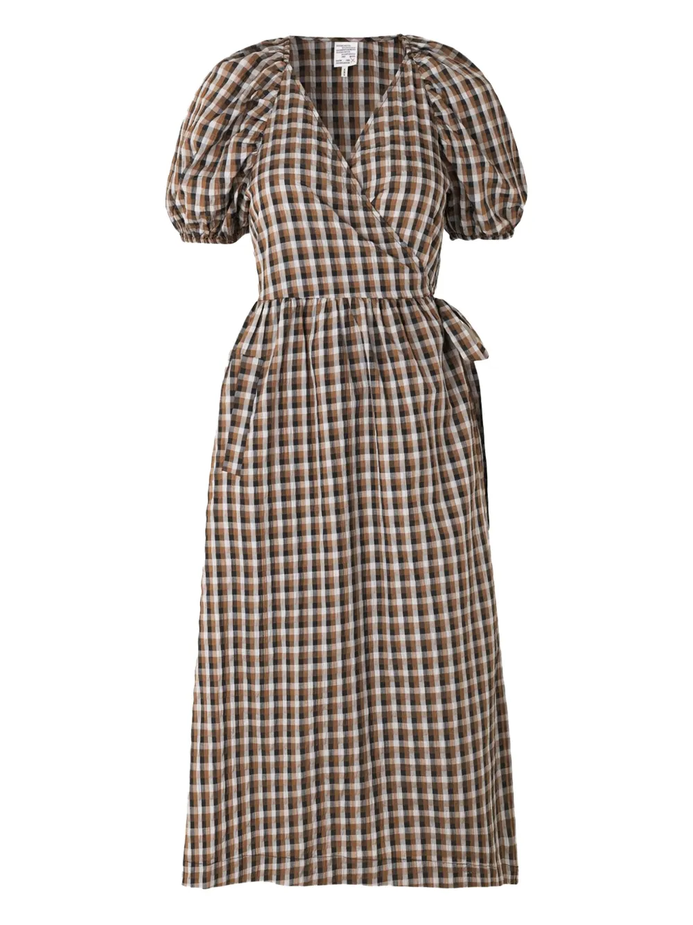 

Платье миди в клетку виши с рукавами-фонариками Baum Und Pferdgarten, коричневый