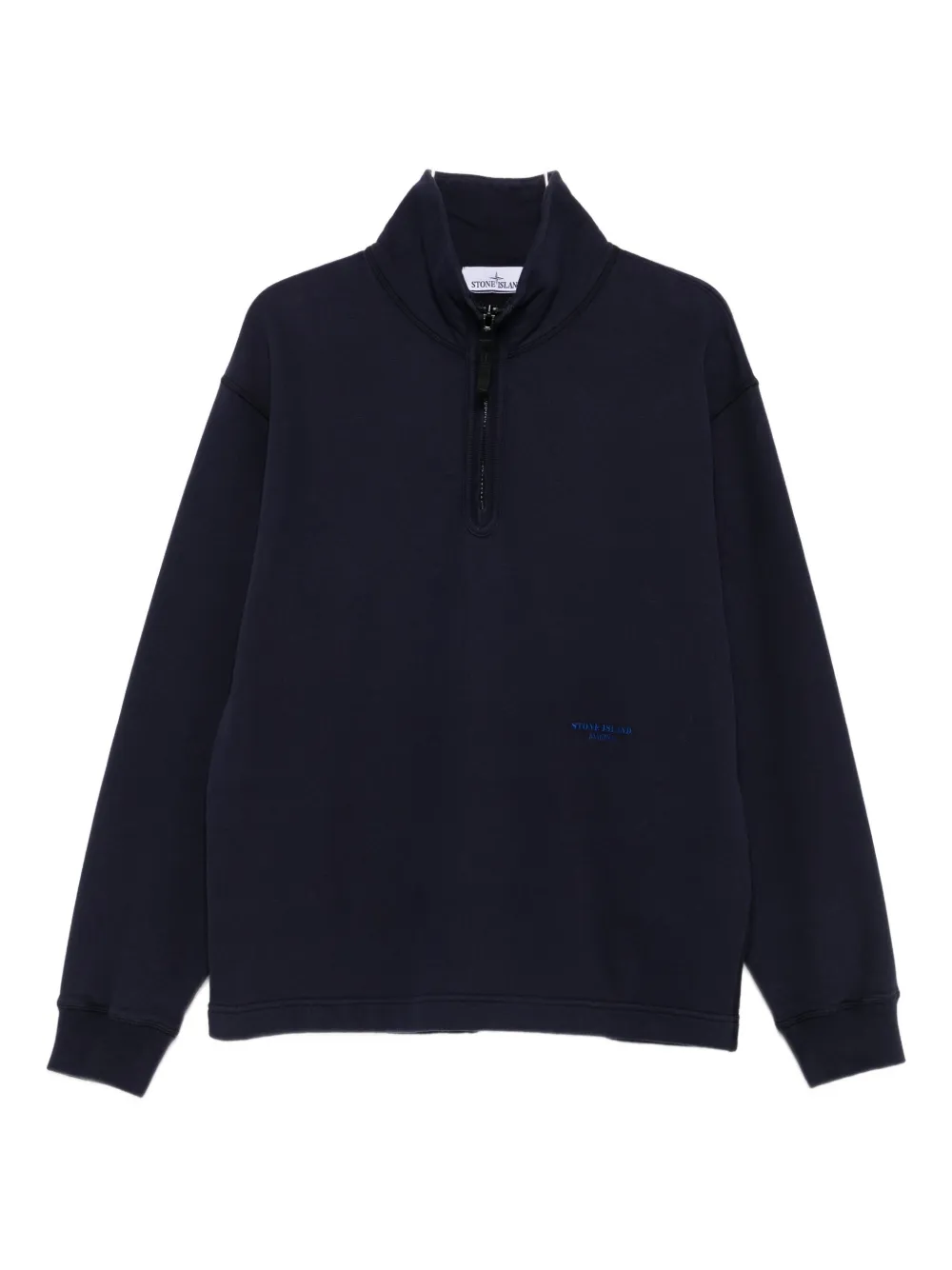 

Поло из флиса на молнии до середины Stone Island, синий