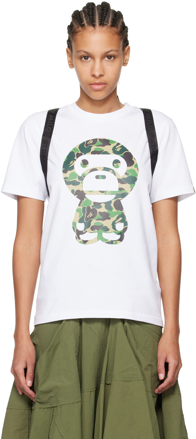 

Белая футболка ABC Camo Big Baby Milo BAPE, белый/зеленый