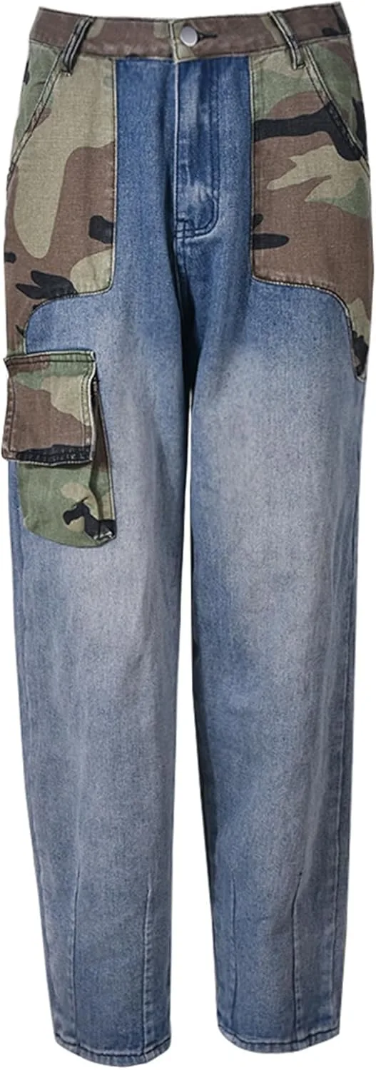 

Женские джинсы-бойфренды с камуфляжным принтом и карманами Lymeral