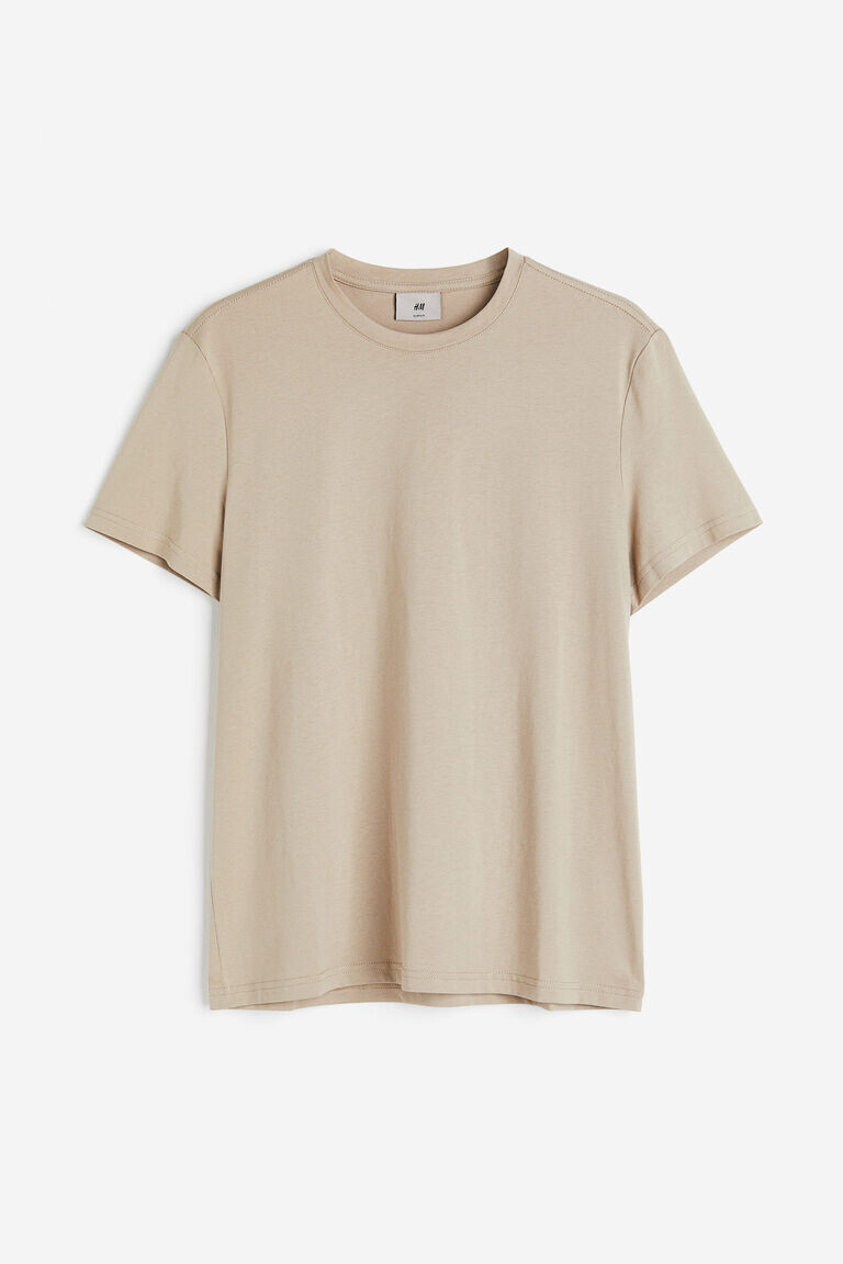 

Футболка slim fit из хлопка pima H&M, бежевый