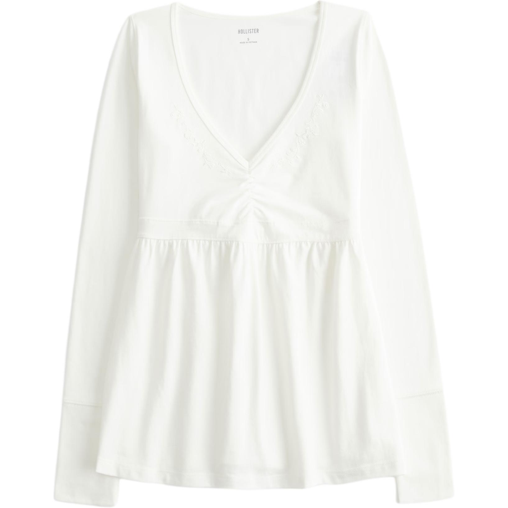 

Hollister/ Футболка женская белая с V-образным вырезом Moderate Straight Fit, Белый, Hollister/ Футболка женская белая с V-образным вырезом Moderate Straight Fit