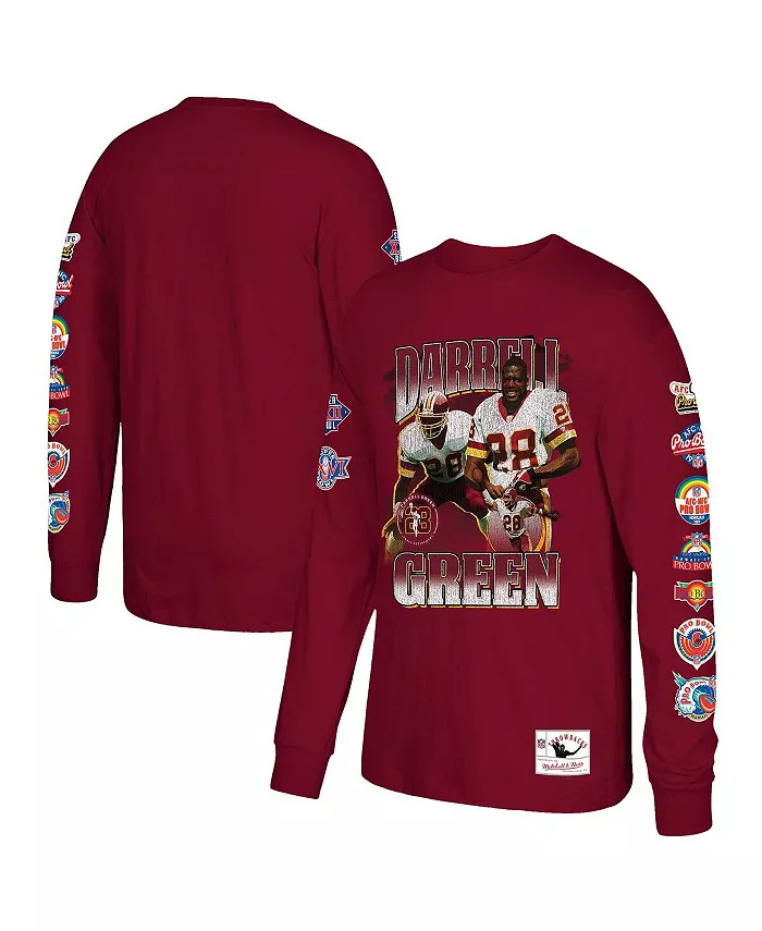 

Мужская футболка с длинным рукавом Darrell Green Burgundy с графикой игрока Washington Commanders Mitchell & Ness