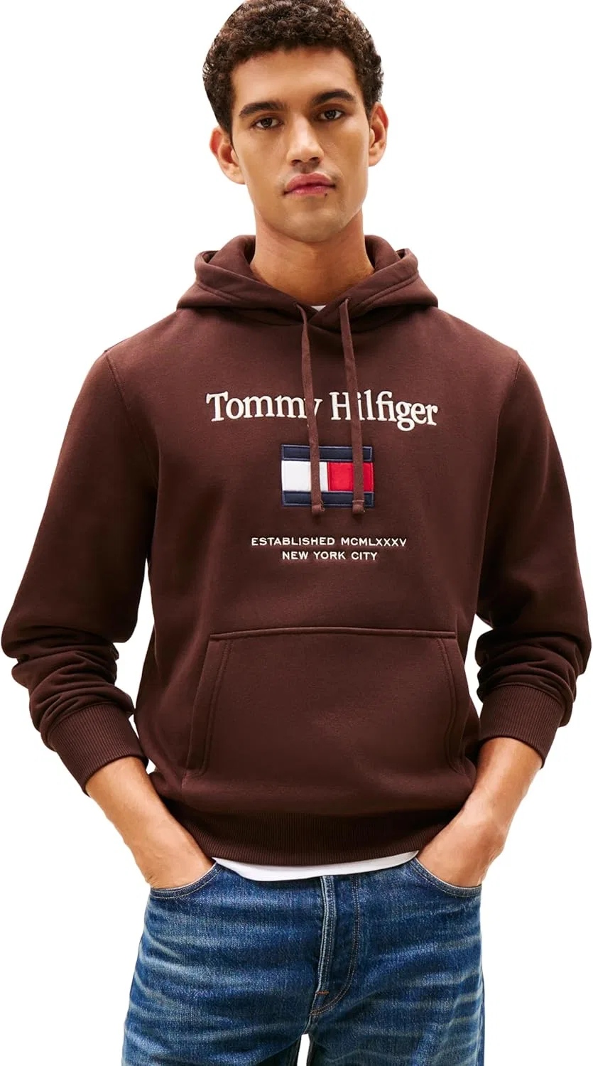 Мужская толстовка Tommy Hilfiger из хлопка средней плотности с вышитым логотипом