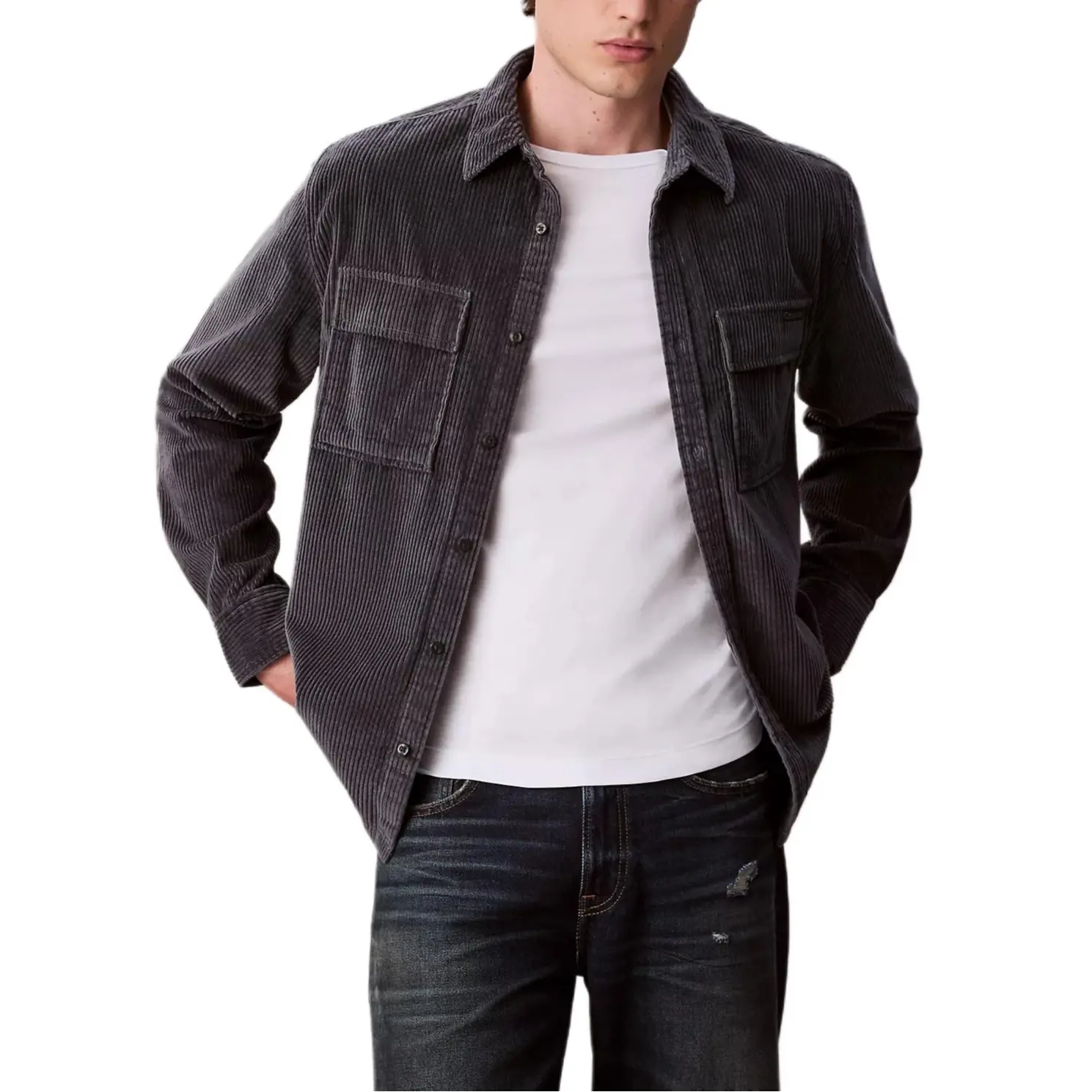 

Calvin Klein Рубашка мужская Blue Pointed Collar Moderate